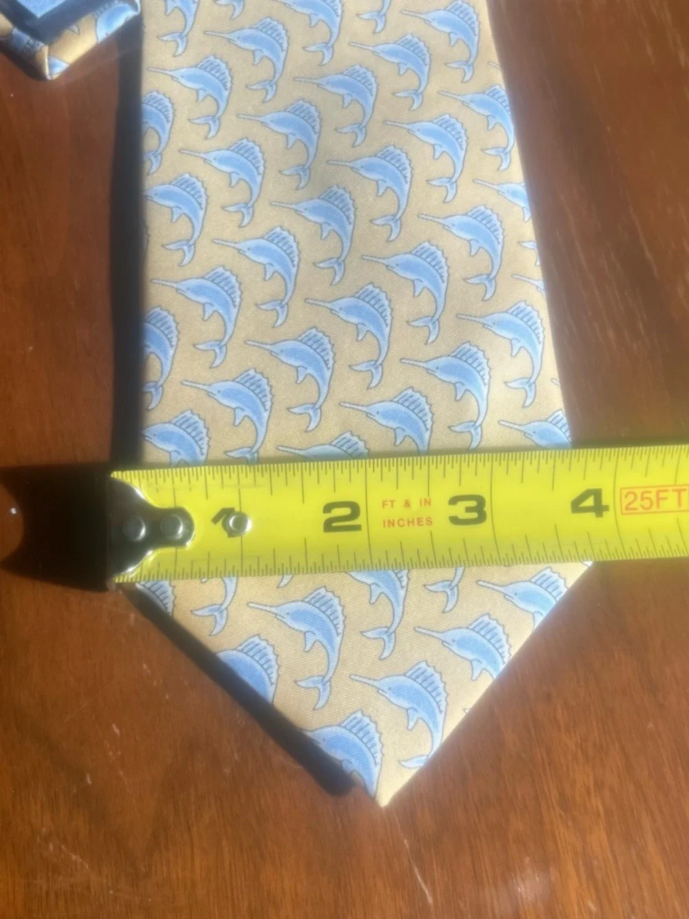Sero New England Classics Yellow with Blue Sailfish/Marlin 100% Silk Tie